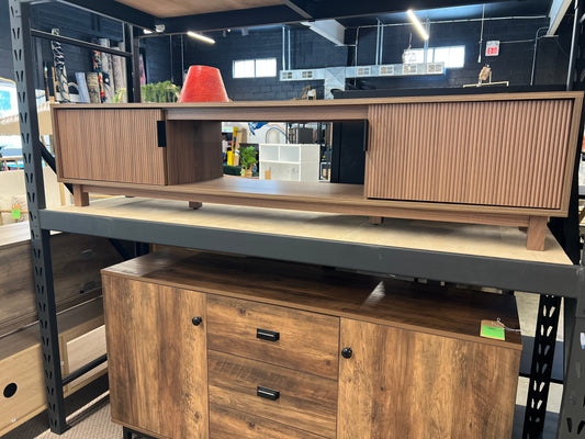 70in 2 Door TV Stand with Reeded Fronts - Mocha | Retail Price: $190