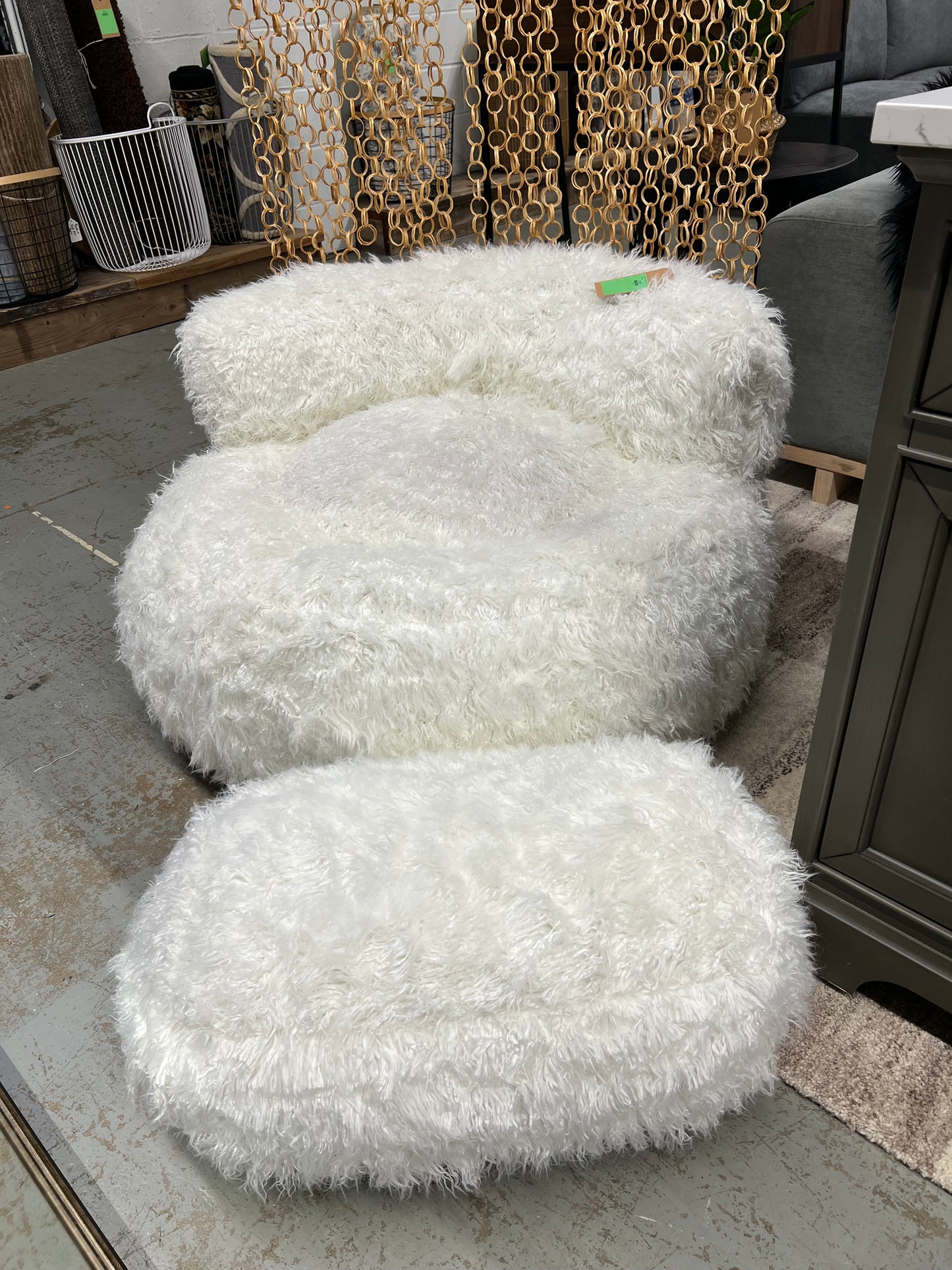 Cozy Fuzzy Floor Chair with Ottoman