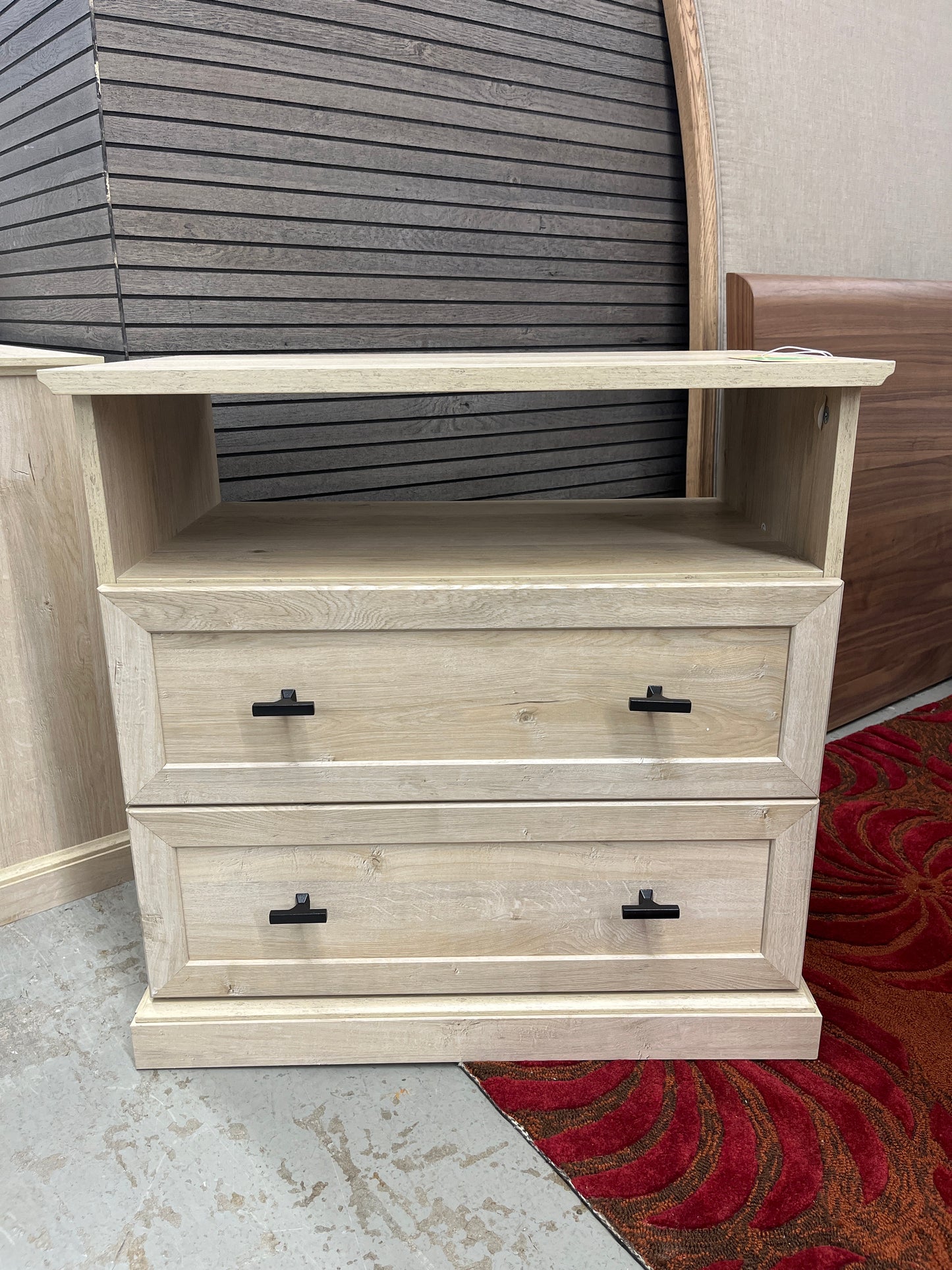 Clyde Classic 2 Drawer Nightstand - White Oak | Dimensions: 25.25in H x 26in L x 15.75in W | Weight: 50 LBS | Retail Price: $176