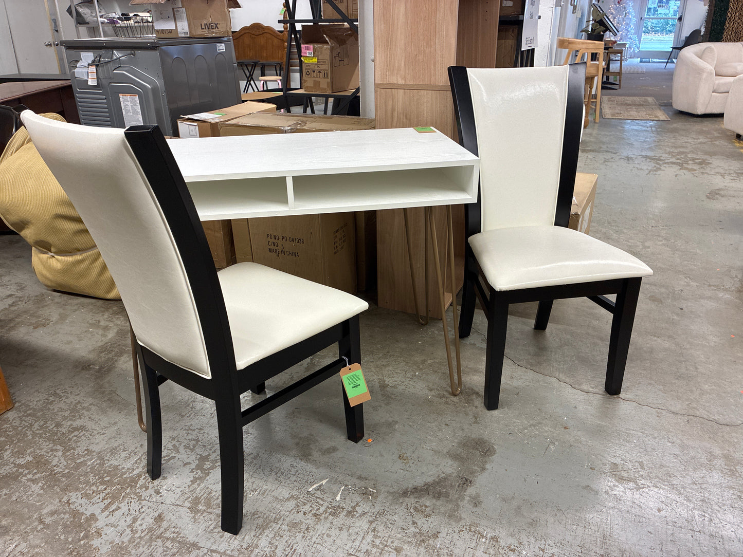 Set of 2 Adley Modern And Contemporary Finished Faux Leather Dining Chairs White/Dark Brown - Baxton Studio (Please be advised that sets may be missing pieces or otherwise incomplete.) | Retail Price: $155.99