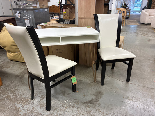 Set of 2 Adley Modern And Contemporary Finished Faux Leather Dining Chairs White/Dark Brown - Baxton Studio (Please be advised that sets may be missing pieces or otherwise incomplete.) | Retail Price: $155.99