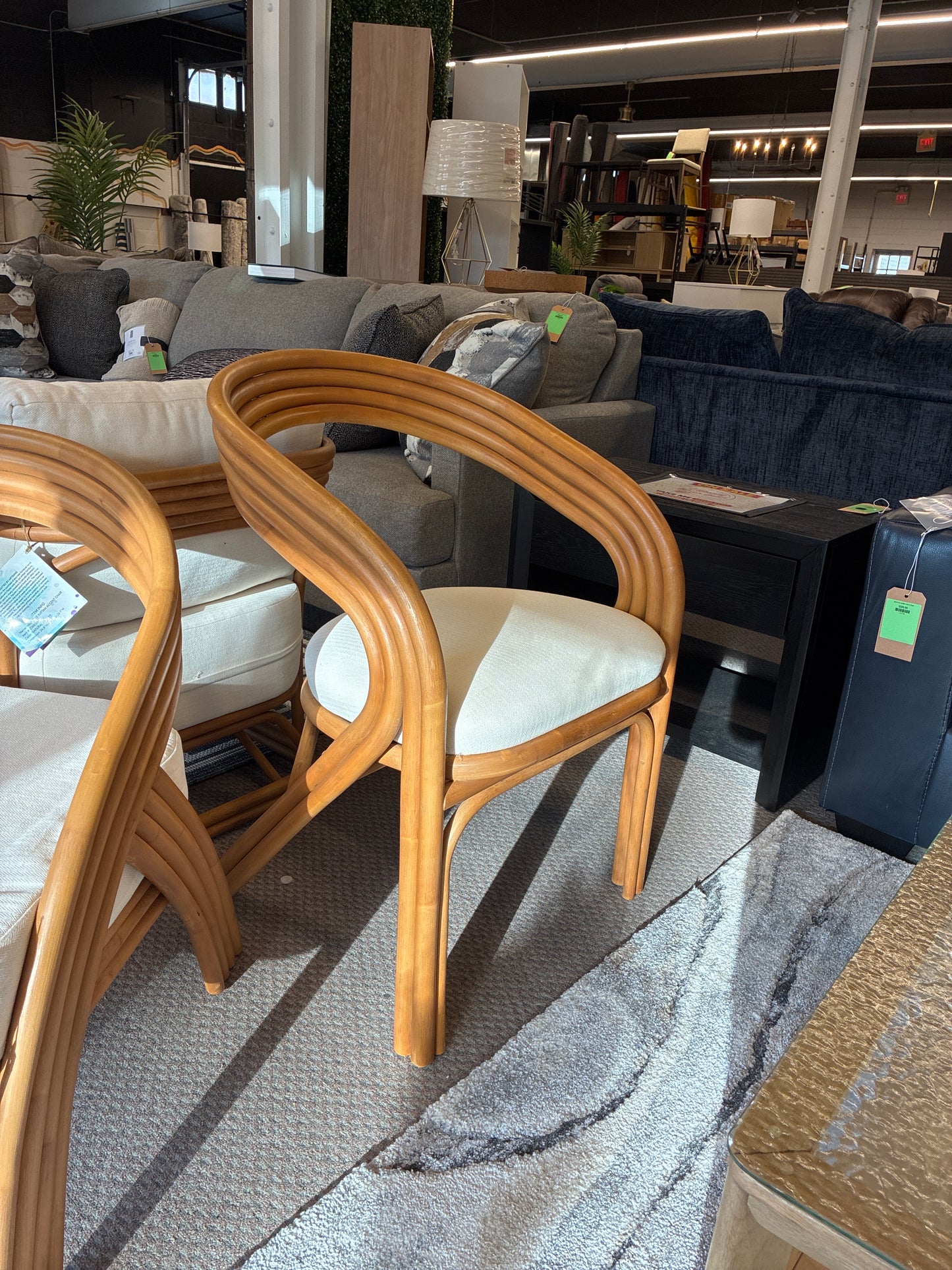 Safavieh Jennabrook Modern Rattan Dining Arm Chairs, Walnut / White | Retail Price: $282