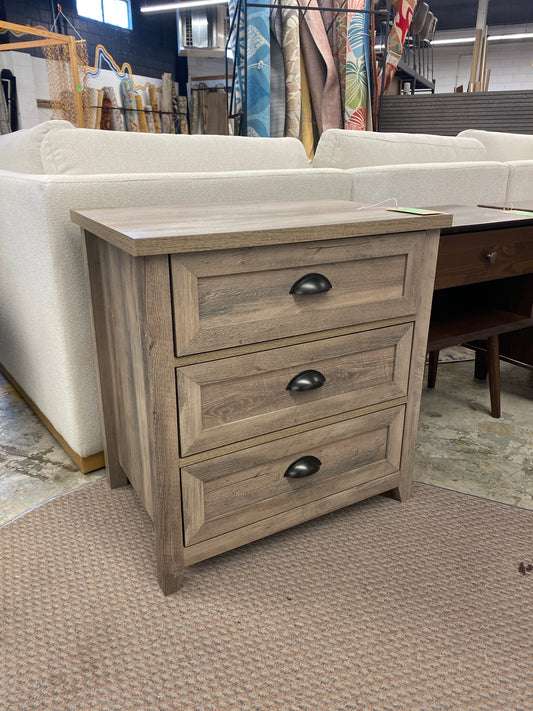 Odette 25" 3 Drawer cup handle Framed Nightstand - Grey Wash | Retail Price: $239