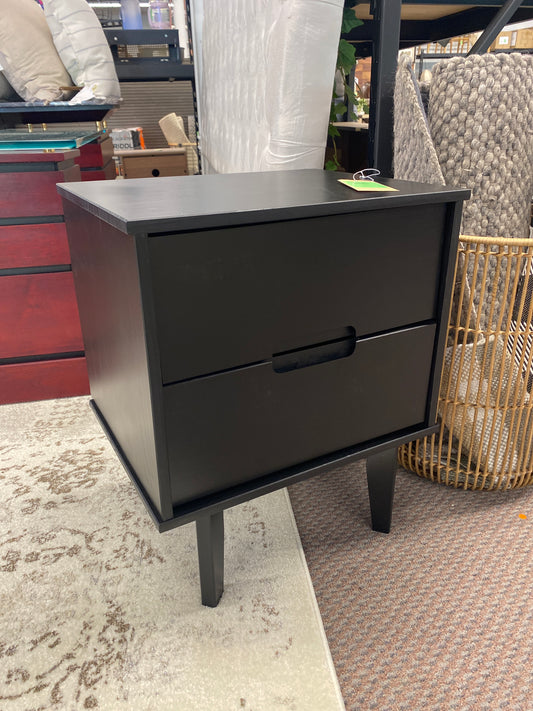 Sloane 2 Drawer Groove Handle Wood Nightstand - Black | Retail Price: $125