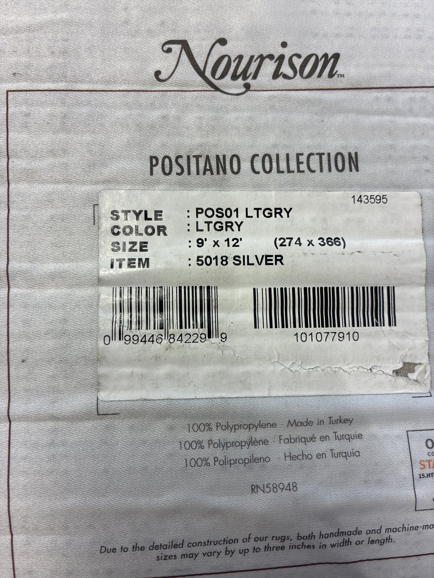 9 x 12 Rug - Nourison Positano Light Grey