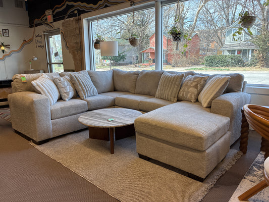 Posh Dove Fabric Sectional w Reversible Chaise