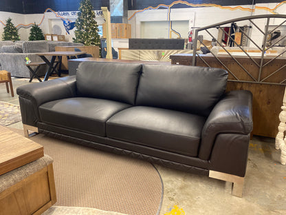 Aiert 86in Leather Match Pillow Top Arm Sofa - Upholstery: Black Leather Match - Retail Price: $2399.99