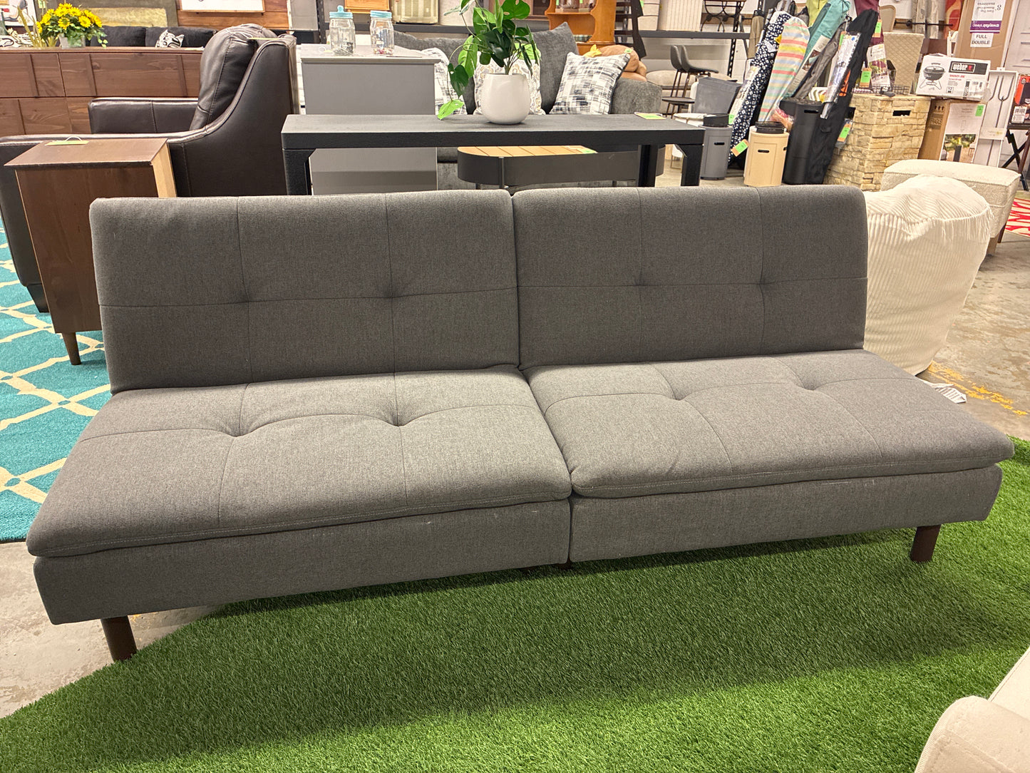 69" Tufted Dorm Futon Sofa Dark Gray - Room Essentials | Retail Price: $120