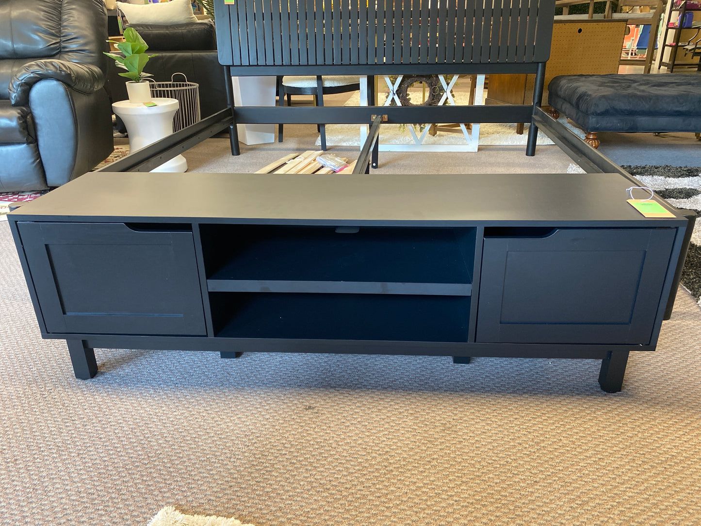 58" 2-Door TV Stand - Solid Black
