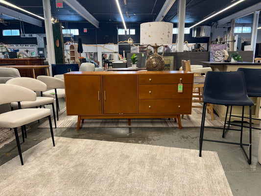 70in Mid Century Modern 3 Drawer, 2 Door Sideboard - Acorn | Dimensions: 32.5in H x 69.25in L x 15.75in W | Weight: 130 LBS | Retail Price: $567