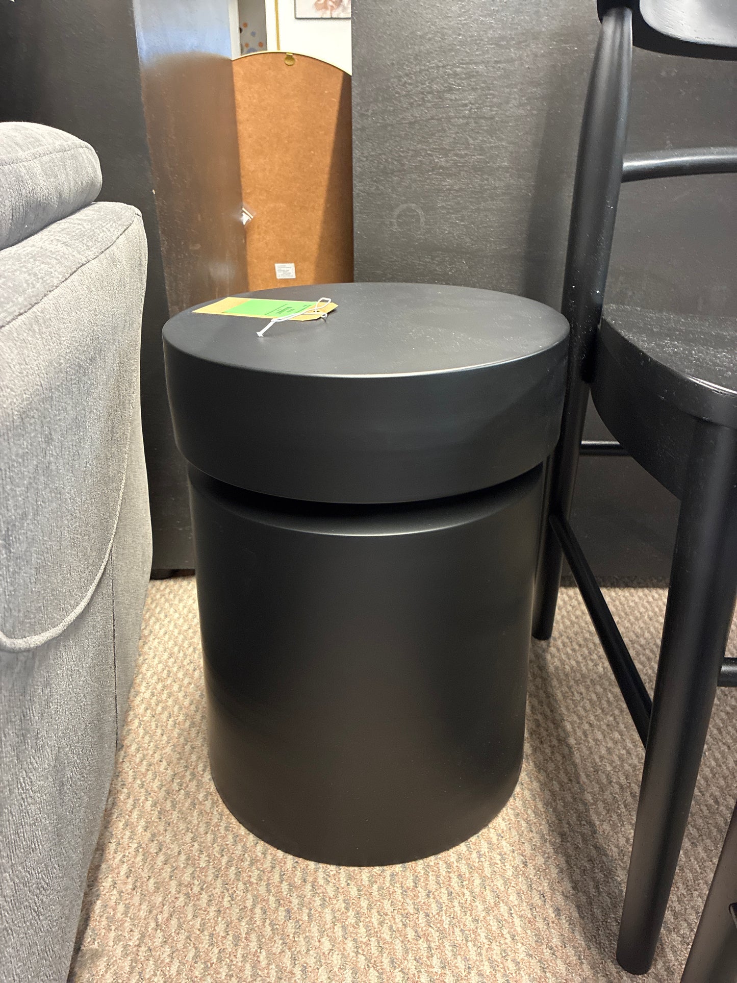 Olivia & May Metal Drum Accent Table Black