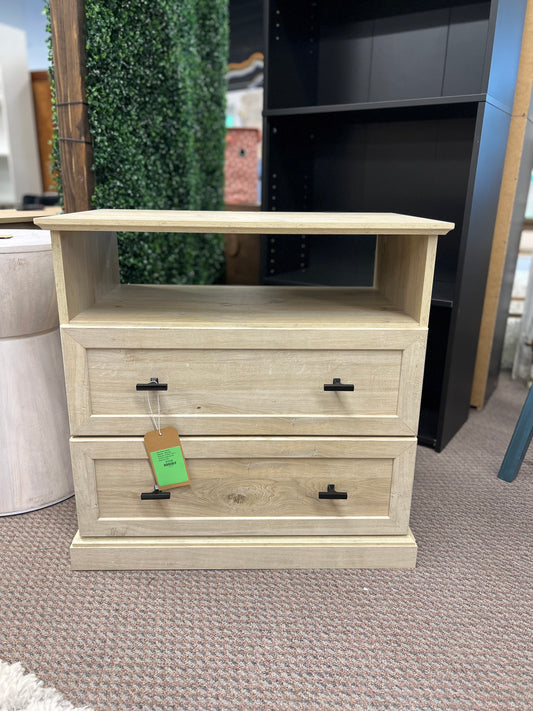 Clyde Classic 2 Drawer Nightstand - White Oak | Dimensions: 25.25in H x 26in L x 15.75in W | Weight: 50 LBS | Retail Price: $176