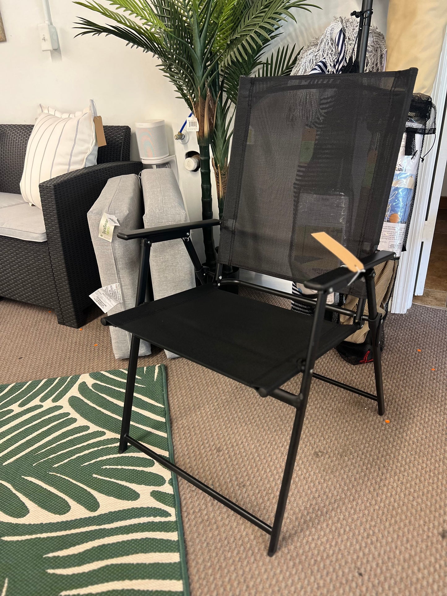 Sling Patio Dining Folding Chair Black: Weather-Resistant, No Assembly, Metal Frame - Room Essentials | Retail Price: $45