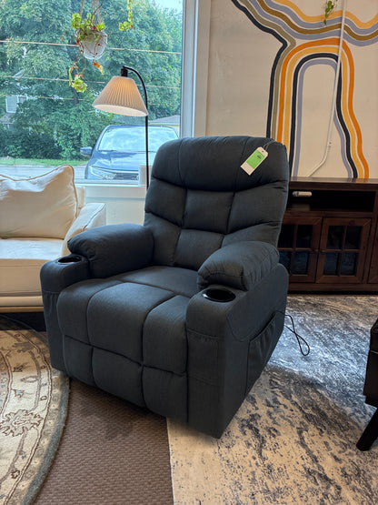 Heated Massage Upholstered Lift Chair in Blue