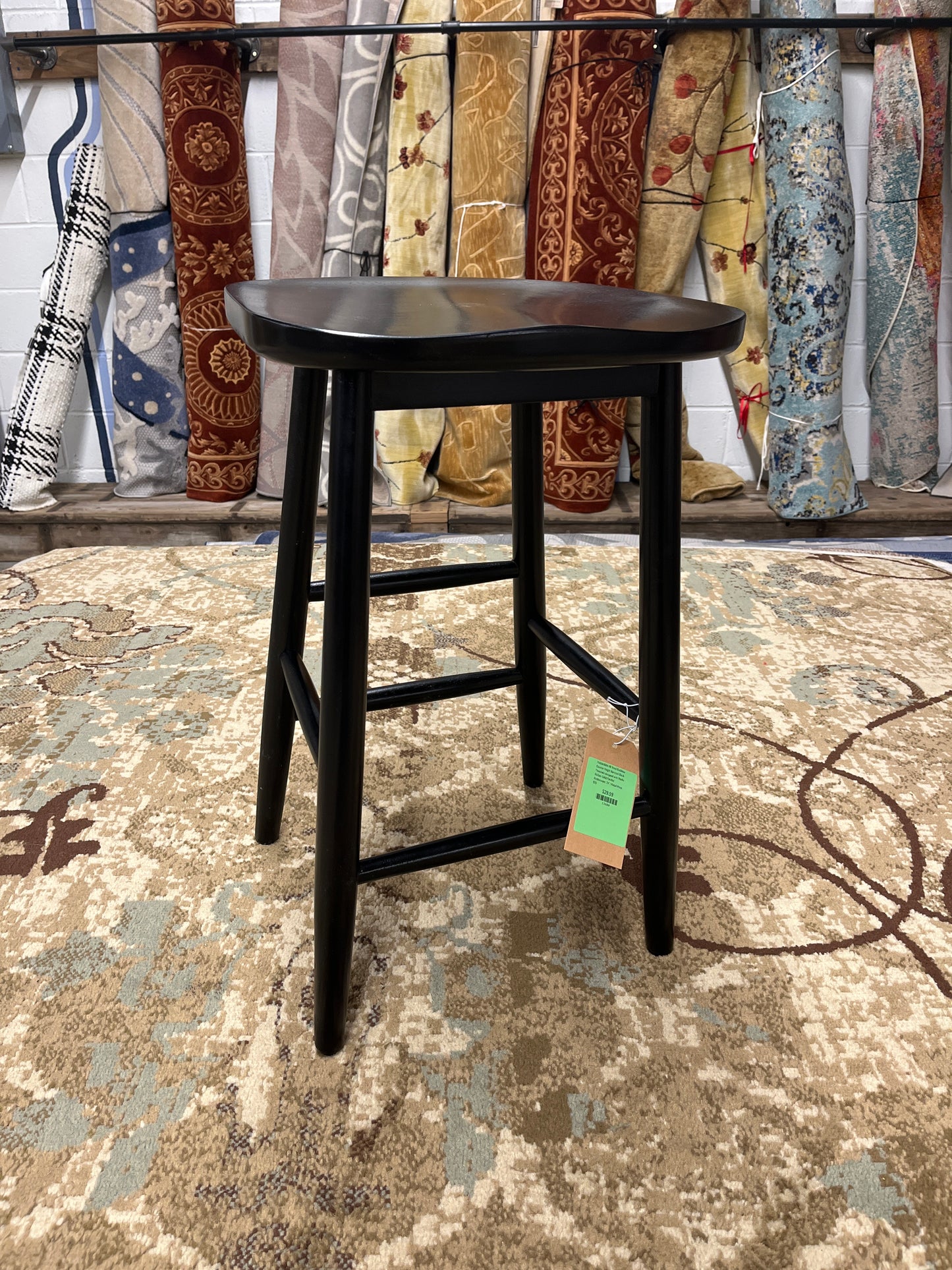 Haddonfield All Wood Backless Counter Height Barstool Black - Threshold designed with Studio McGee: Solid Painted Rubberwood, 24" | Retail Price: $70