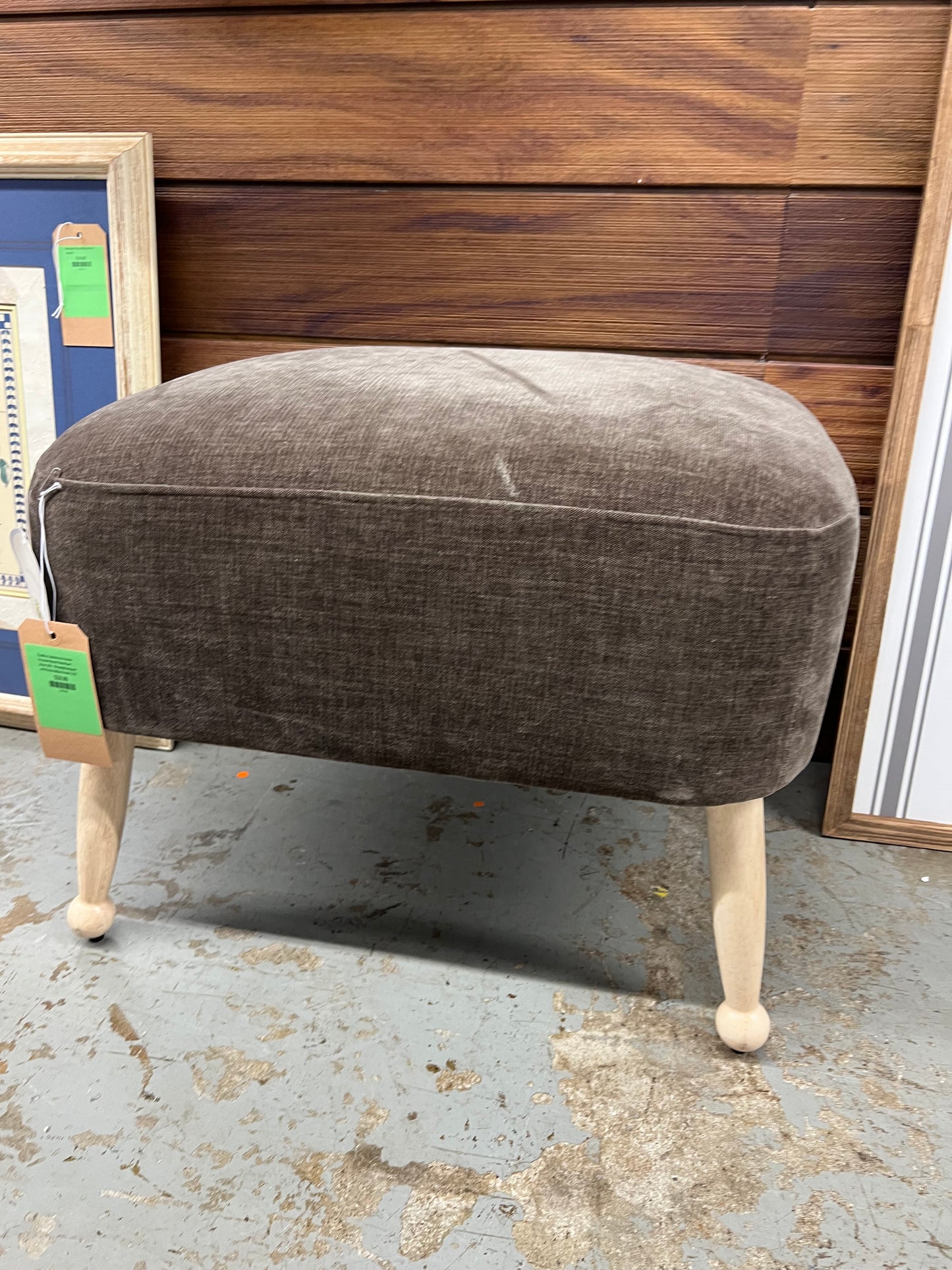 Corallina Upholstered Wooden Ottoman Natural Wood/Dark Brown (FA) - Threshold designed with Studio McGee Retail: $100