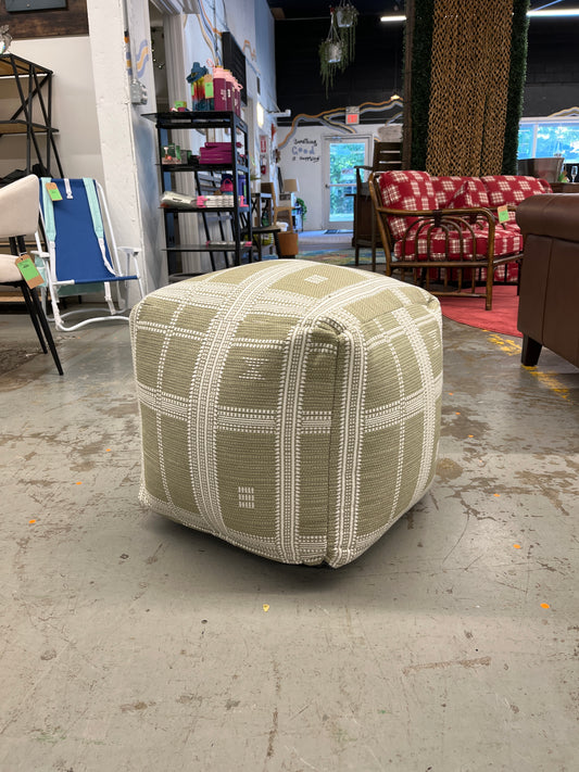 Stitched Plaid Outdoor Patio Pouf Green - Threshold | Retail Price: $80