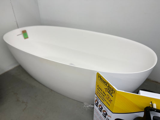 65in x 30in Freestanding Soaking Solid Surface Bathtub with Pop-up Drain and Overflow, Cupc Certified - Color: White - Retail Price: $1708.81