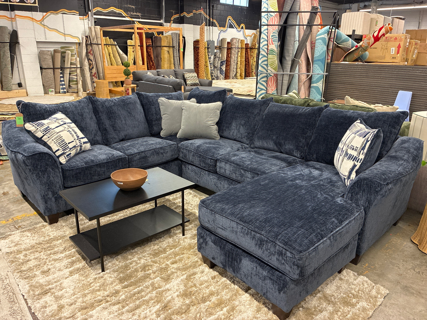 Captivate Lapis Sectional (LAF + RAF + Floating Ottoman) | Retail Price: $1815