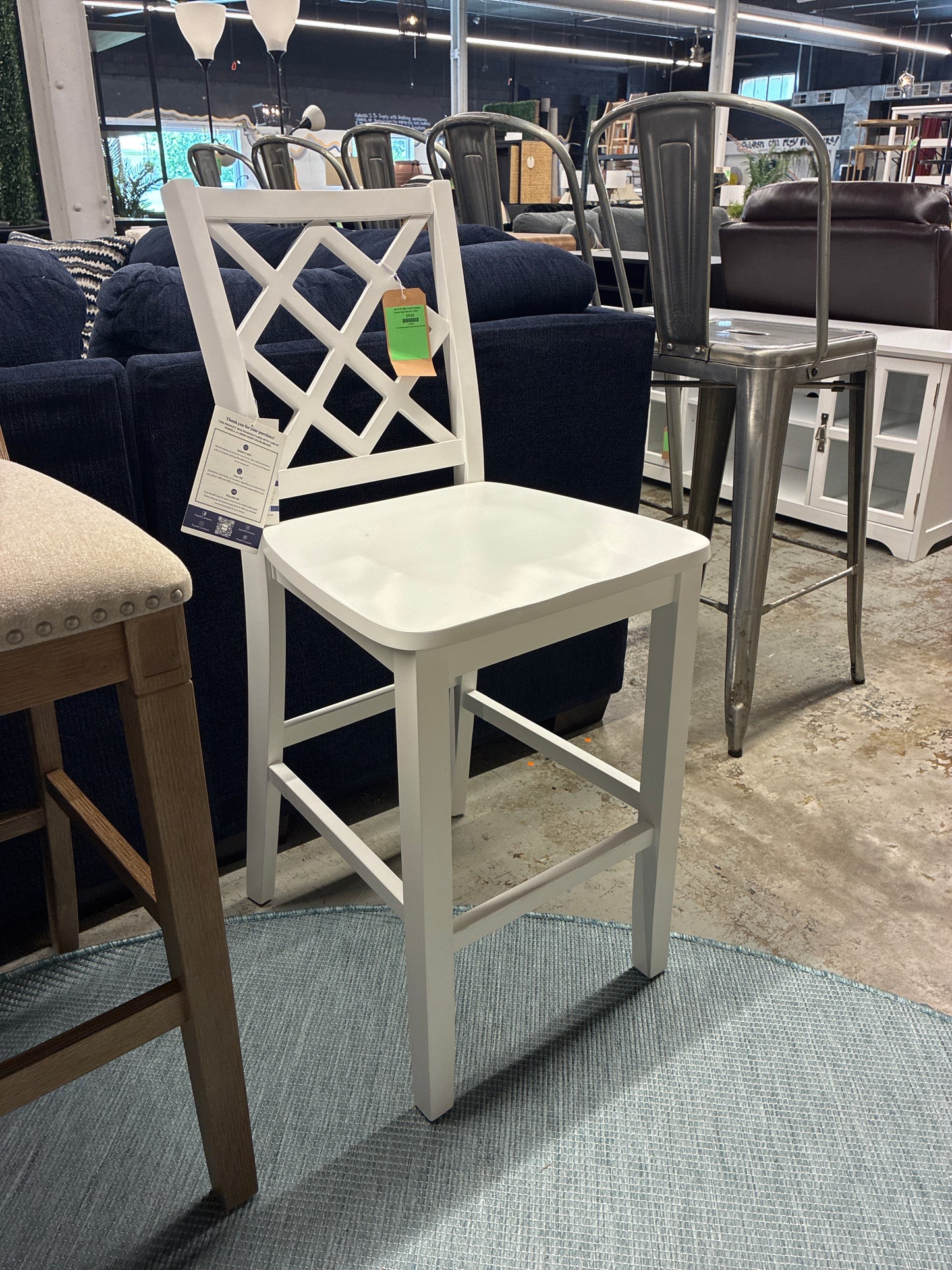 Holt 25.25" Helby X-Back Farmhouse Counter Height Barstool in White
