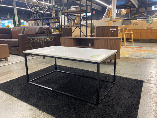 Lowell Open Box Frame Mixed Material Coffee Table - Faux White Marble | Retail Price: $159
