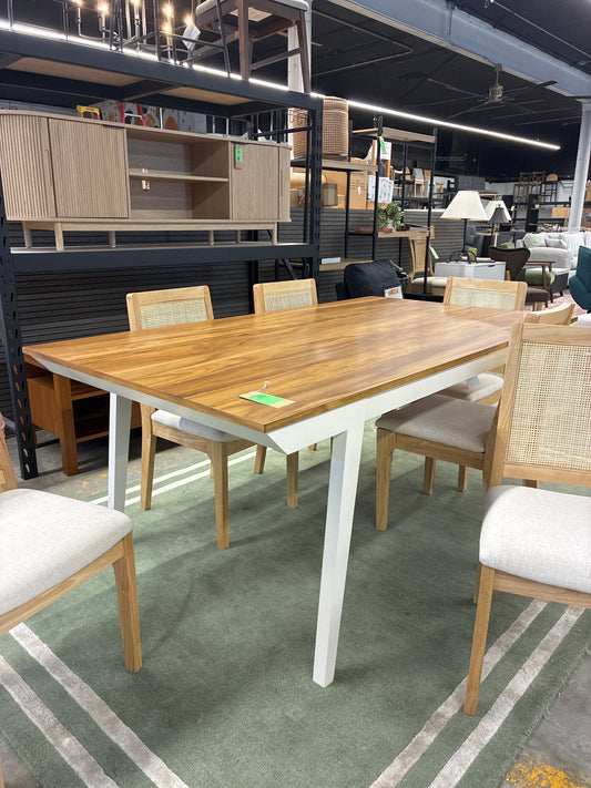 Lyon Dining Table in Acacia Brown / Off White | Retail Price: $409