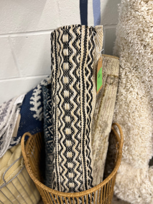 Washable Norwalk Stripe Rug by Threshold in Black/White | 2ft x 7ft | Retails for: $40.00