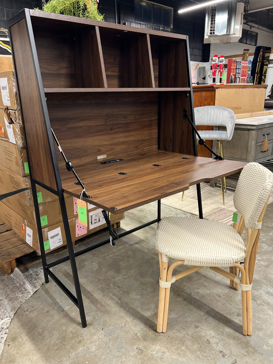 Loring Secretary Desk with Hutch and Charging Station Walnut - Threshold™: Home Office Furniture, Writing Space Retail: $200