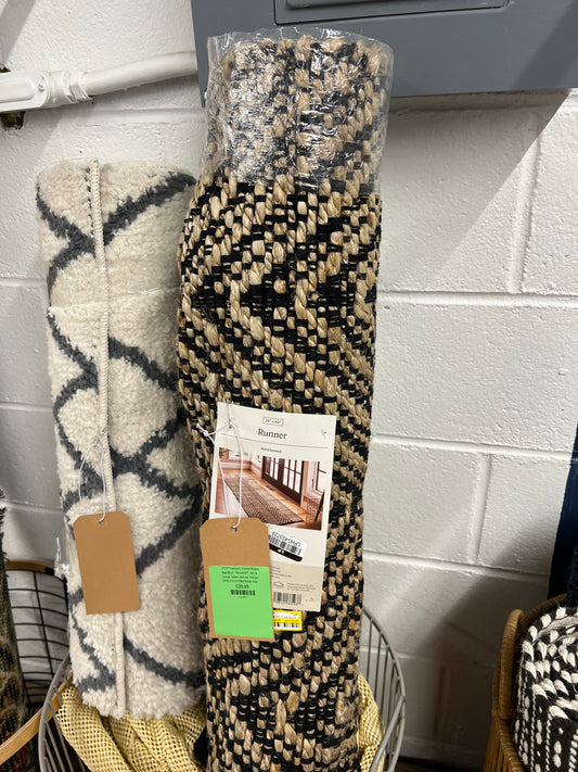 2'4"x7' Handloom Chevron Runner Rug Black - Threshold™: Jute & Cotton, Indoor, Abstract Pattern, OEKO-TEX Certified Retail: $50