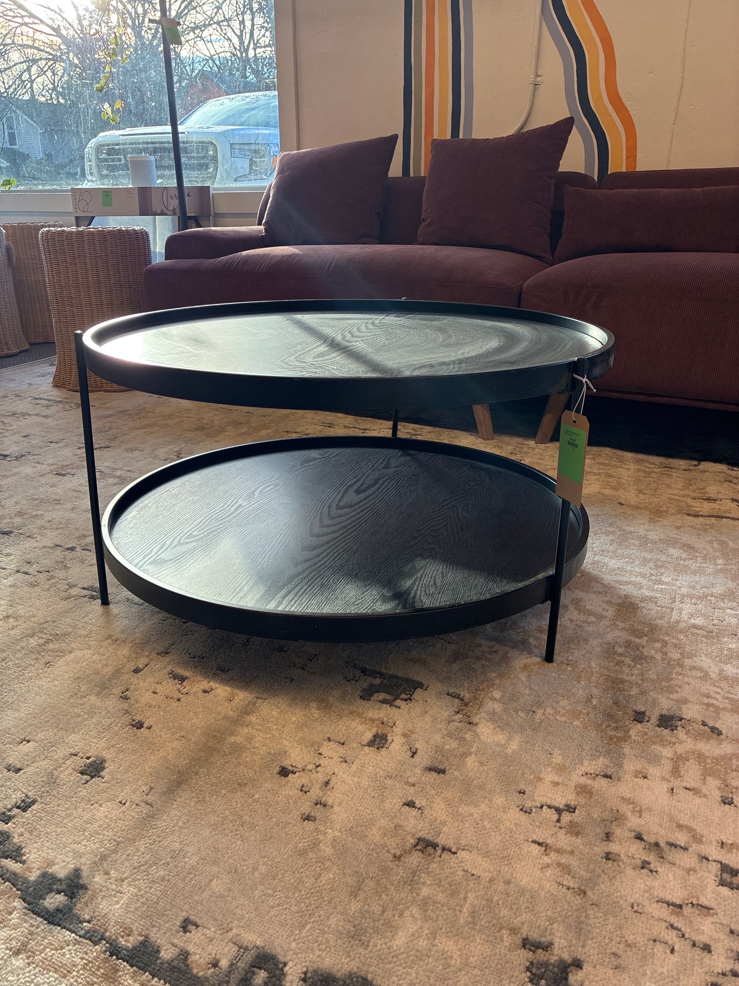 Round Two Tier Coffee Table in Black *donated