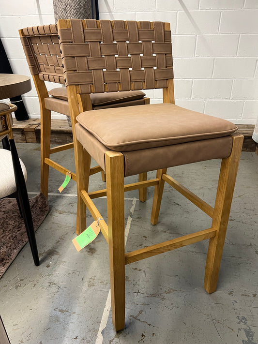 Nathan James Cohen Sear Counter Height Barstool: Rubberwood Frame, Faux Leather Seat, 300 lbs Limit | Retail Price: $219.99
