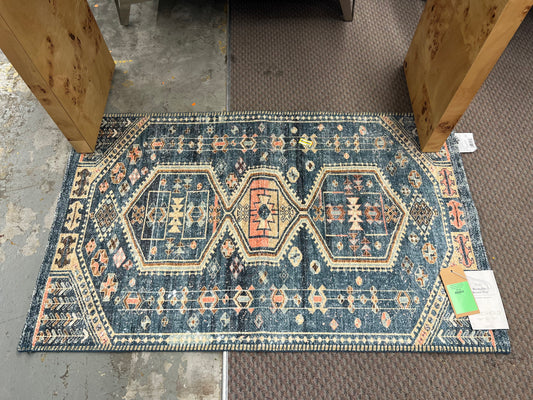 Washable Persian Style Medallion Rug by Threshold in Blue | 2ft 3in x 3ft 9in | Retails for: $25.00