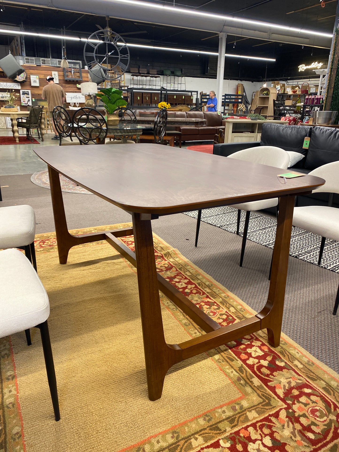 60" Mid-Century Dining Table w/ Trestle Base - Walnut | Retail Price: $232 | AS IS - minor scratch