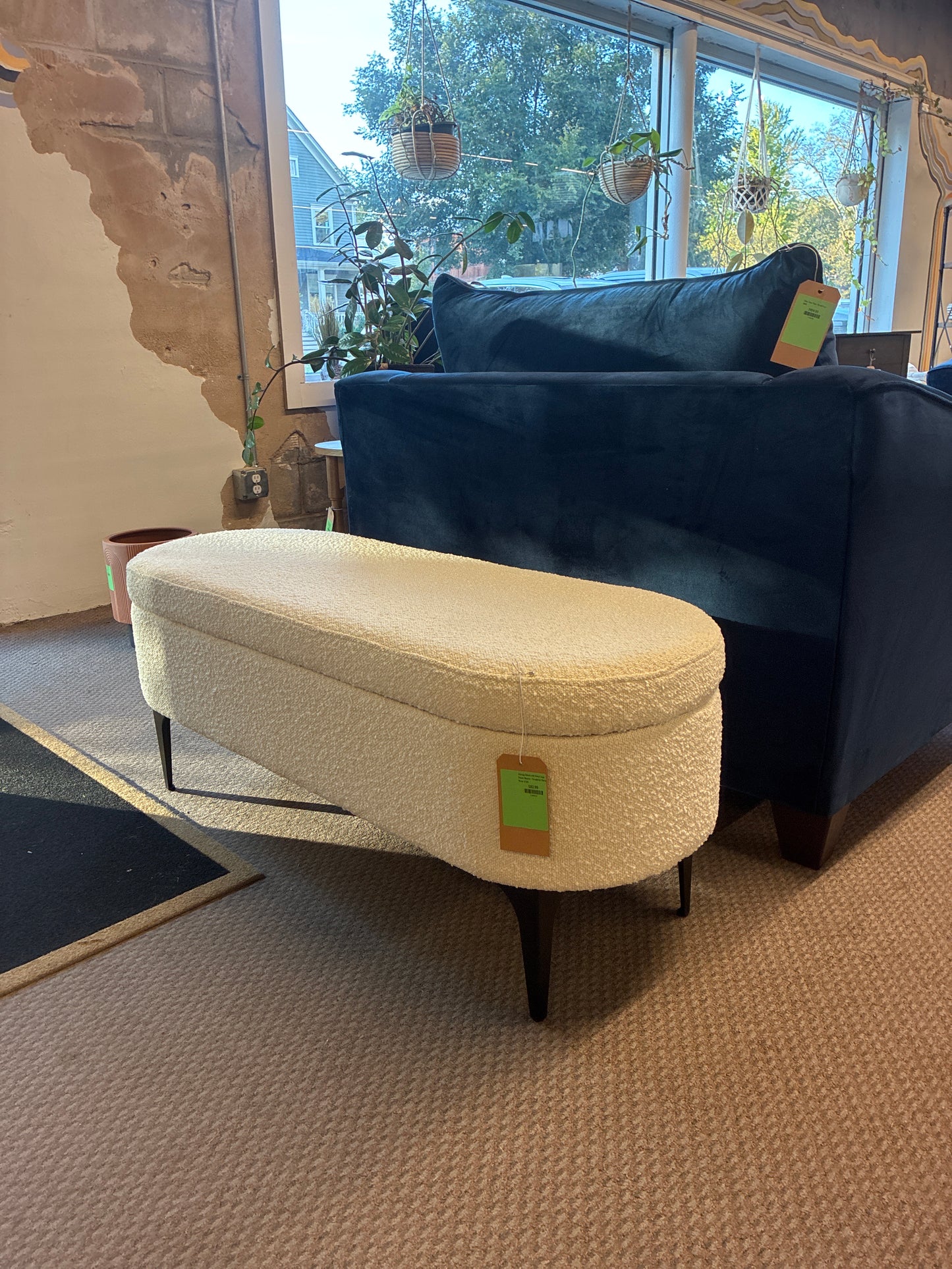 Storage Bench with Metal Legs Cream Boucle - Threshold | Retail Price: $160