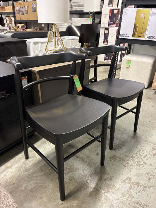 Assembled 2pk Kaysville Curved Back Wood Dining Chair Black - Retails Unassembled for $200 - Highly Rated Online