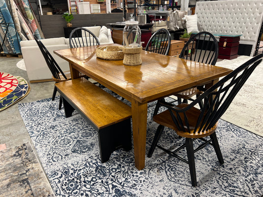 Extendable Solid Wood Dining Table Two Tone *donated Some wear