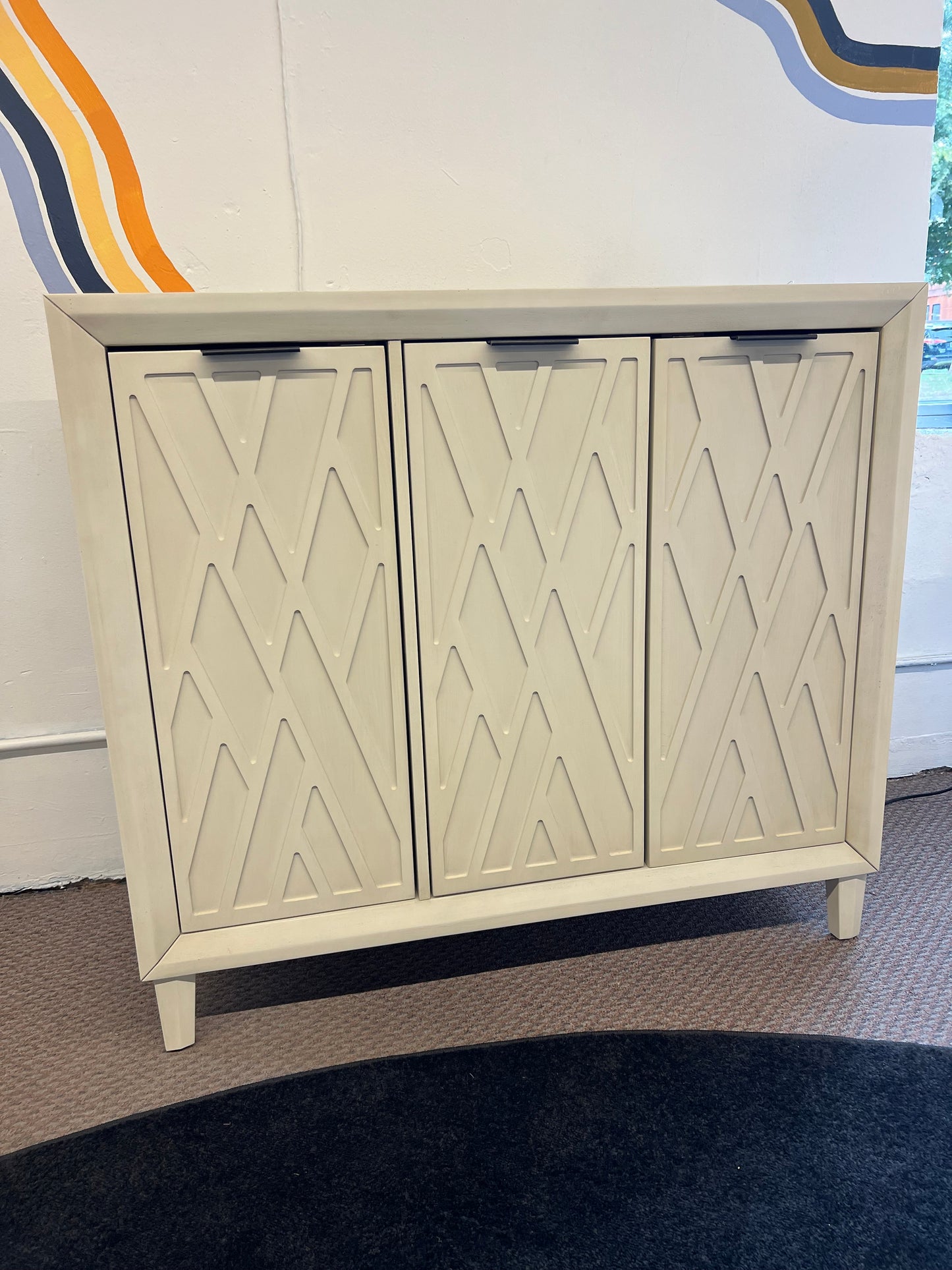 Powell Kilbuck Solid Wood 3 Doors and 2 Adjustable Shelves Accent Cabinet Antique White | Retail Price: $329.99