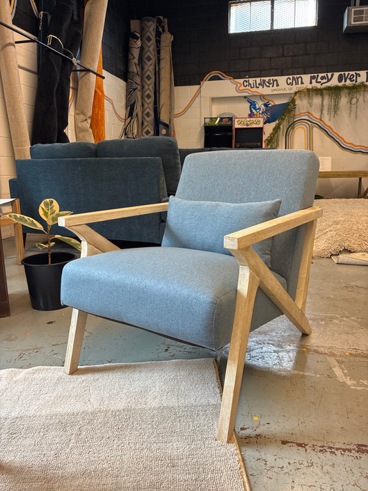 Mid Century Modern Blue Accent Chair