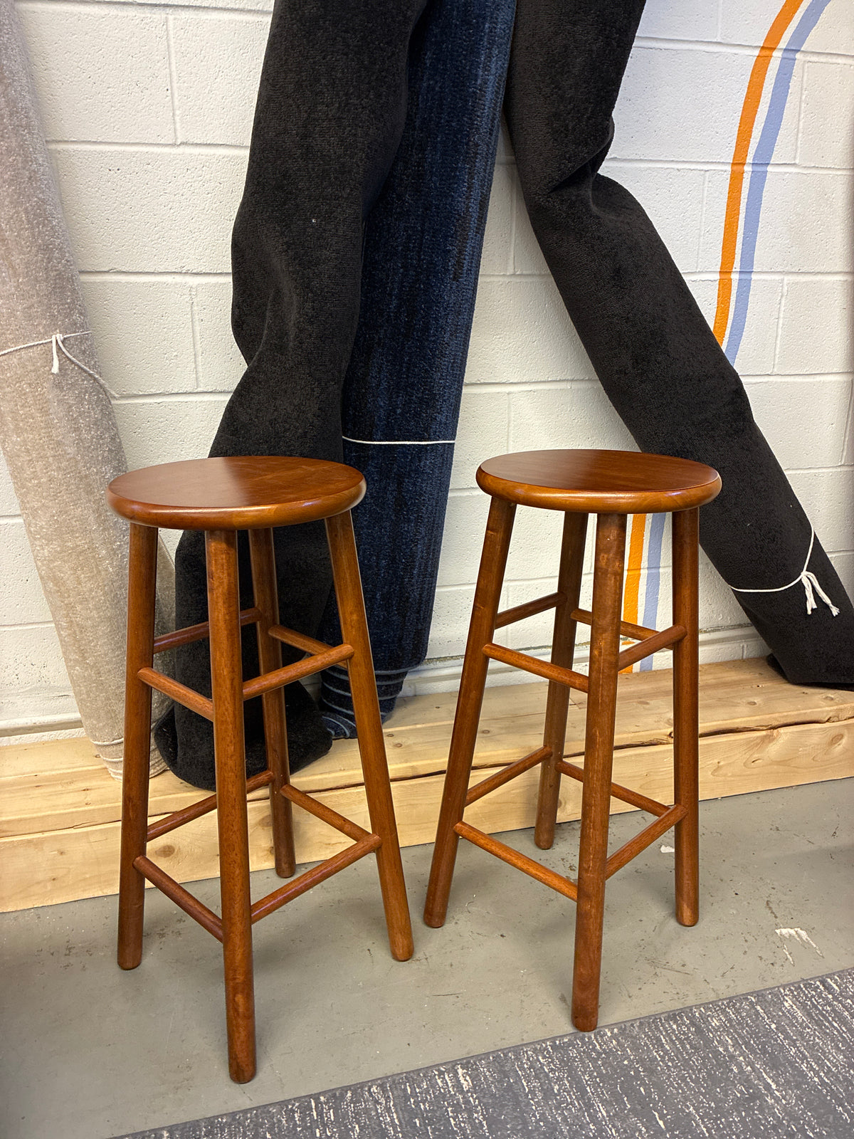 Set of 2 Simple Wooden Bar Stools *donated