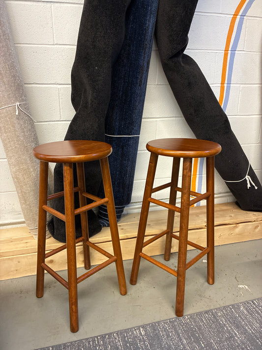 Set of 2 Simple Wooden Bar Stools *donated