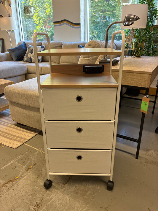 Rolling Storage Charging Cart with Fabric Drawers