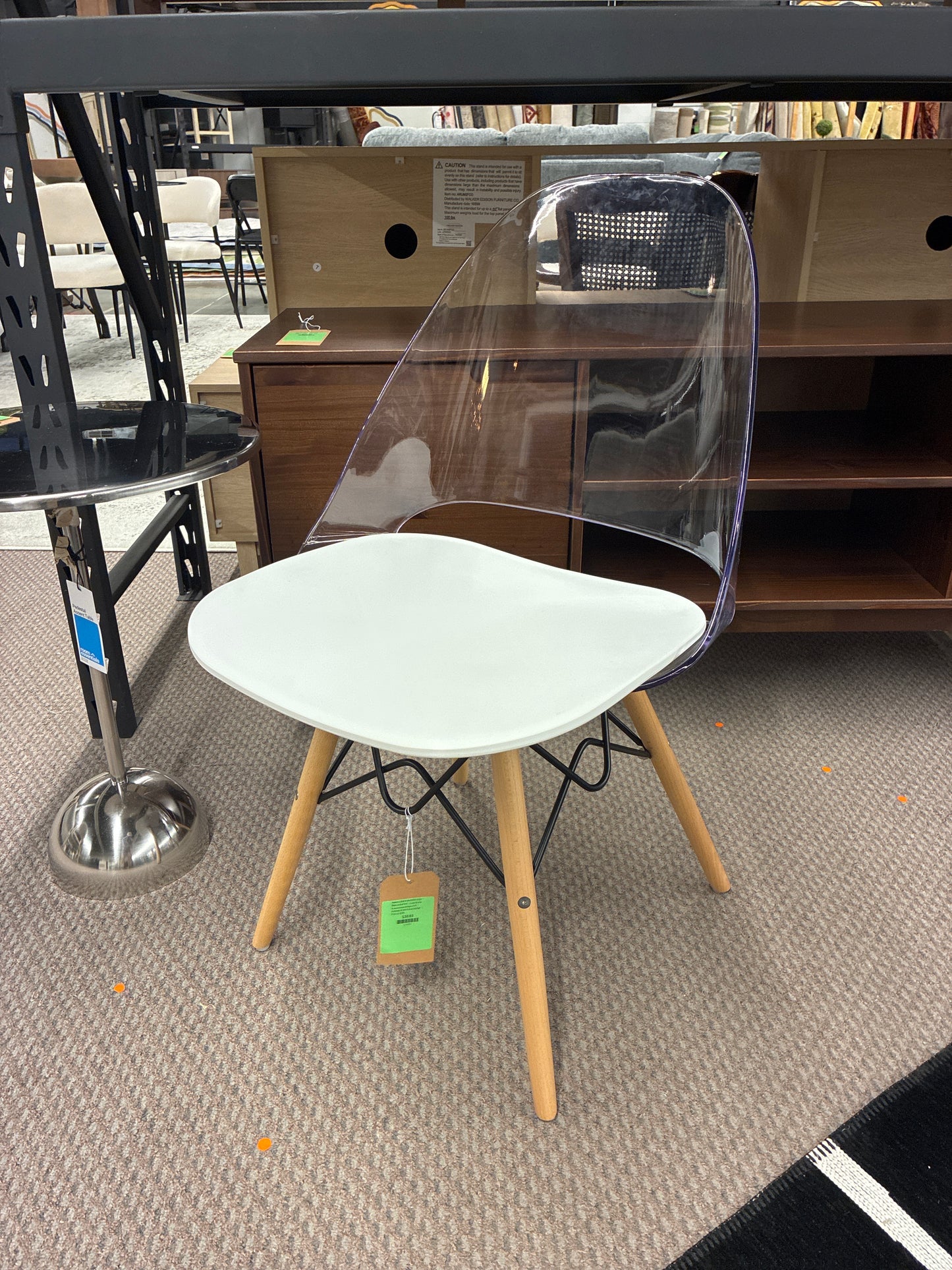 Annexe Eiffel Style Office Chair Clear And White - South Shore: Scandinavian Design, PVC Material, Wood Frame | Retail Price: $79.99