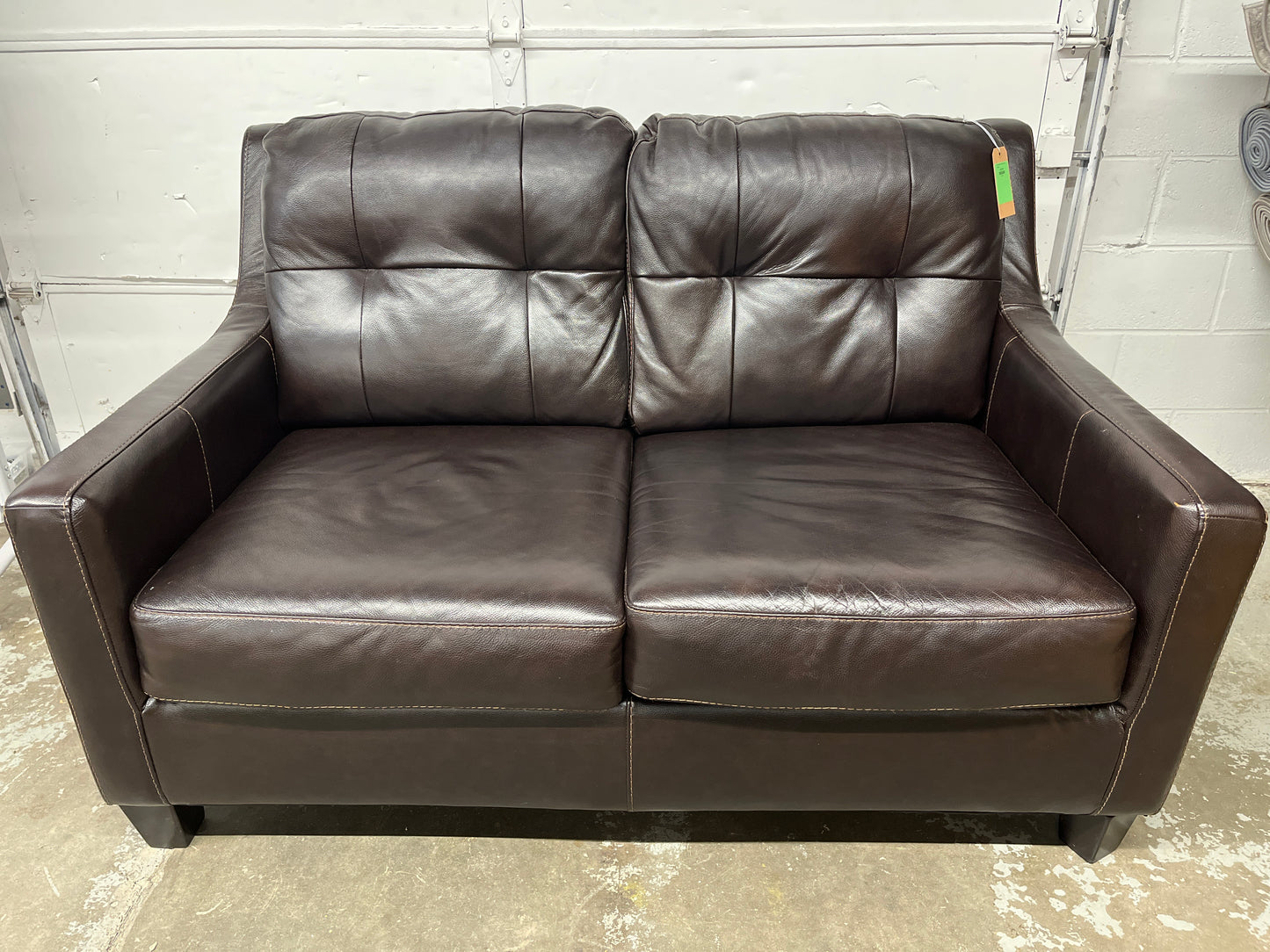 Brown Leather 2 Seater Loveseat *donated