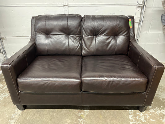 Brown Leather 2 Seater Loveseat *donated