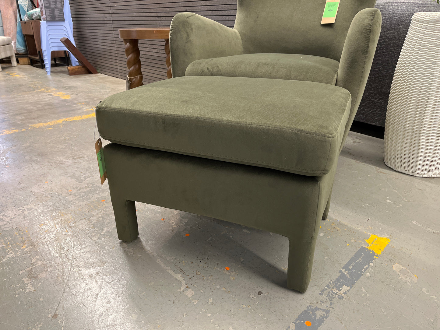 Bellfield Fully Upholstered Ottoman Olive Green Velvet - Threshold designed with Studio McGee,  | Retail Price: $110