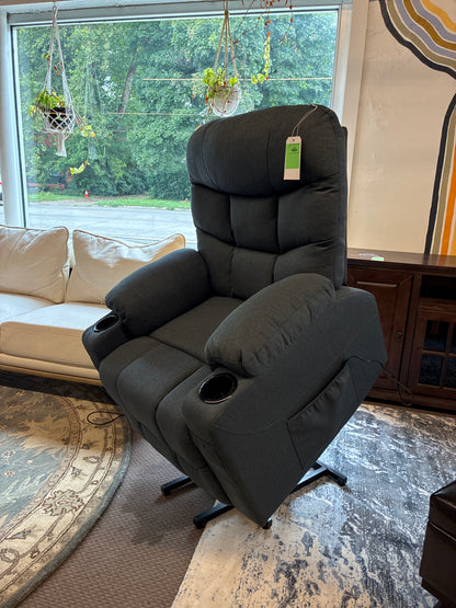 Heated Massage Upholstered Lift Chair in Blue