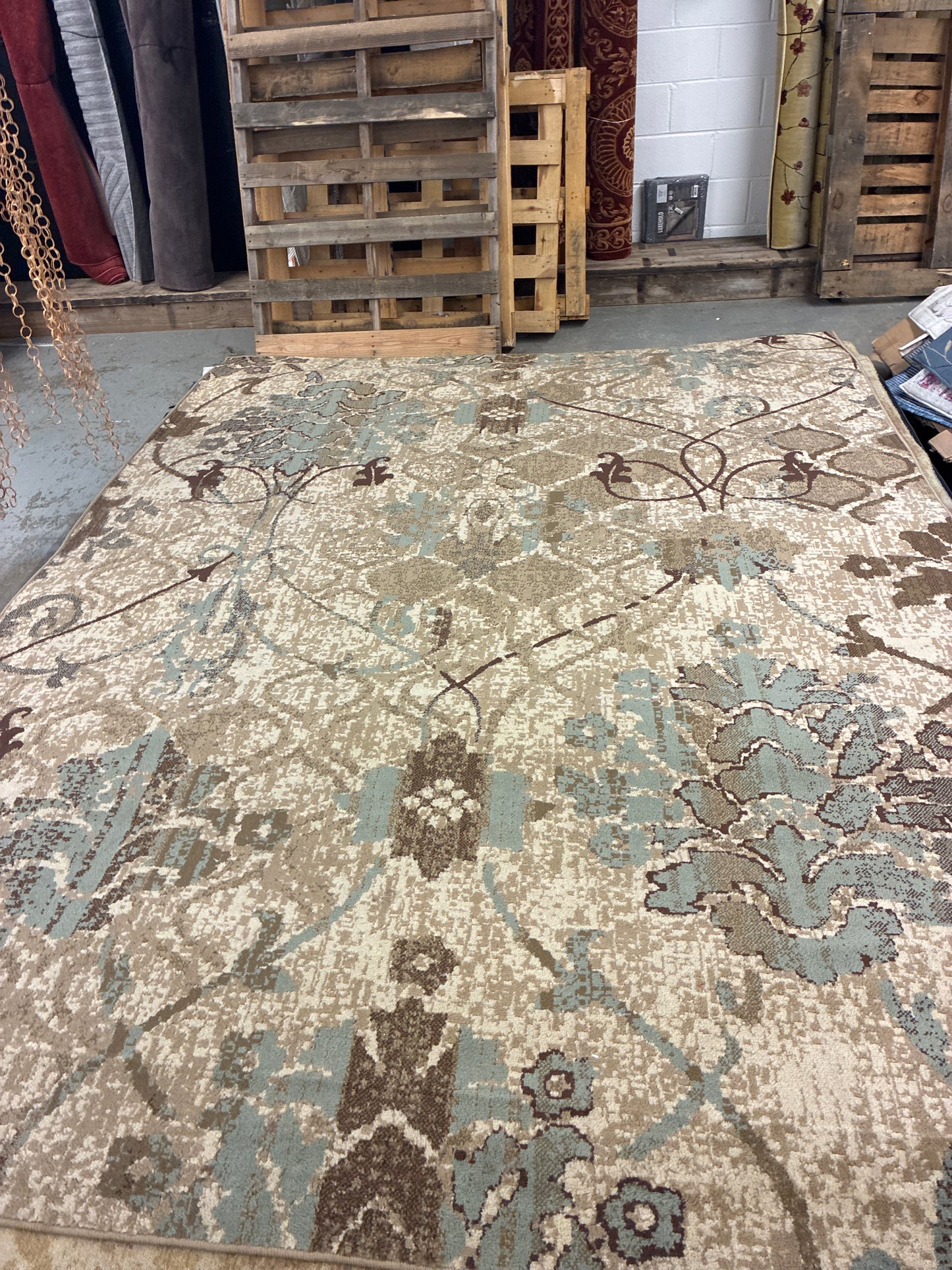 8 x 10 brown and teal area rug