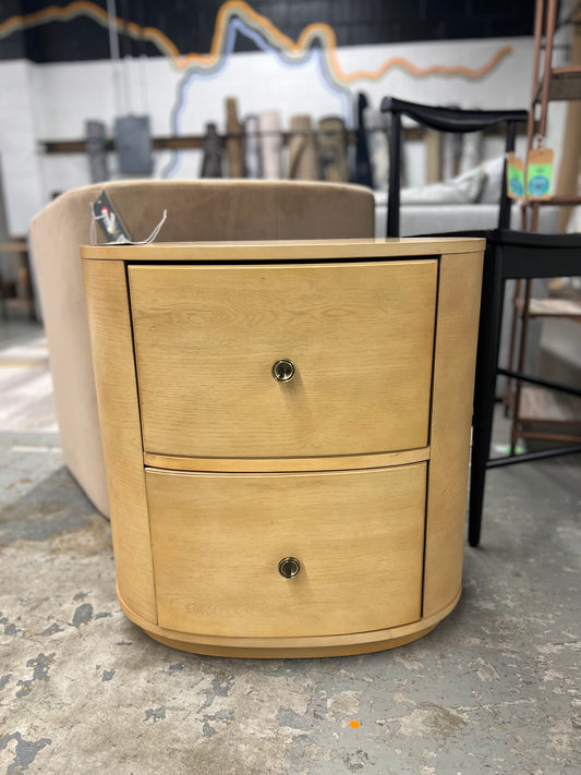 2 Drawer Nightstand Brown - Threshold designed with Studio McGee: Oval Bedside Table, Wood Frame, MDF Surface -  - Retail Price: $250