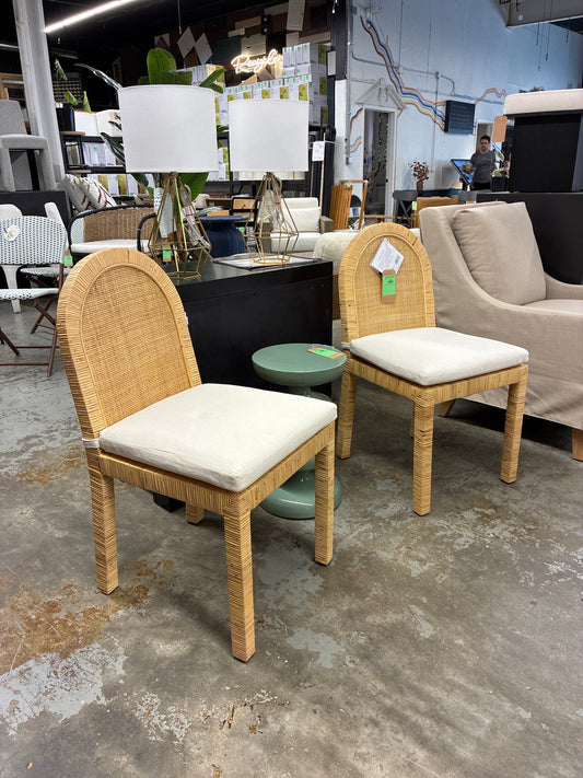 Set of 2 Tojo Cane Rounded Back Dining Chair in Natural / White | Retail Price: $332