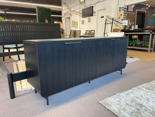 69" Scandinavian 4 Door Sideboard - Black | Retail Price: $449 | AS IS minor damage